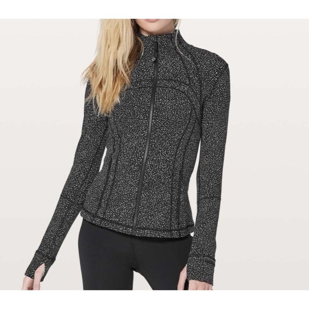 Lululemon Define Jacket Night View White Black Luon Full Zip Yoga Size 4 Stretch